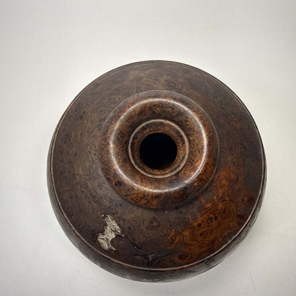 Vtg Hand Turned Wood Burl Vessel Vase Raw Edge Artisan Signed Red Cedar C3 - Picture 11 of 14